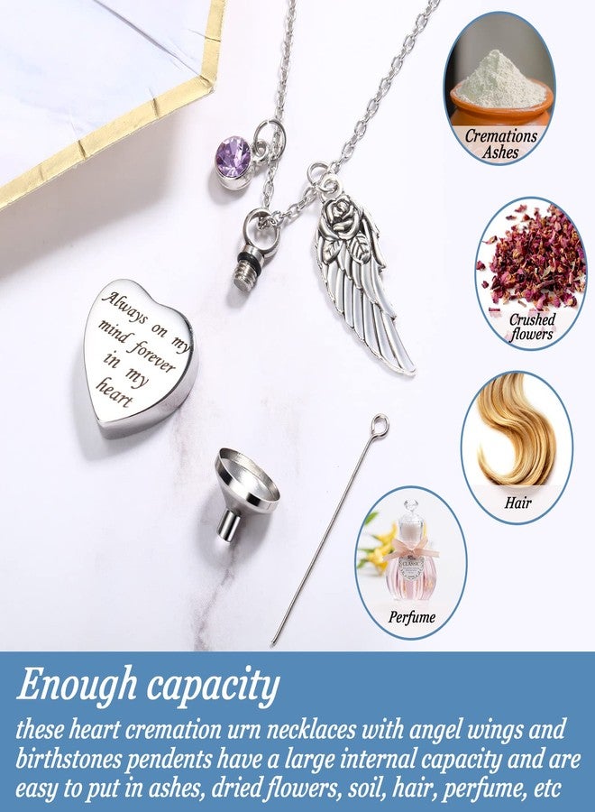Aurelema 5 Pieces Heart Urn Necklace for Ashes Women Urn Stainless Steel Necklace Cremation Jewelry with 12 Birthstones for Ashes Always on My Mind - Image 3